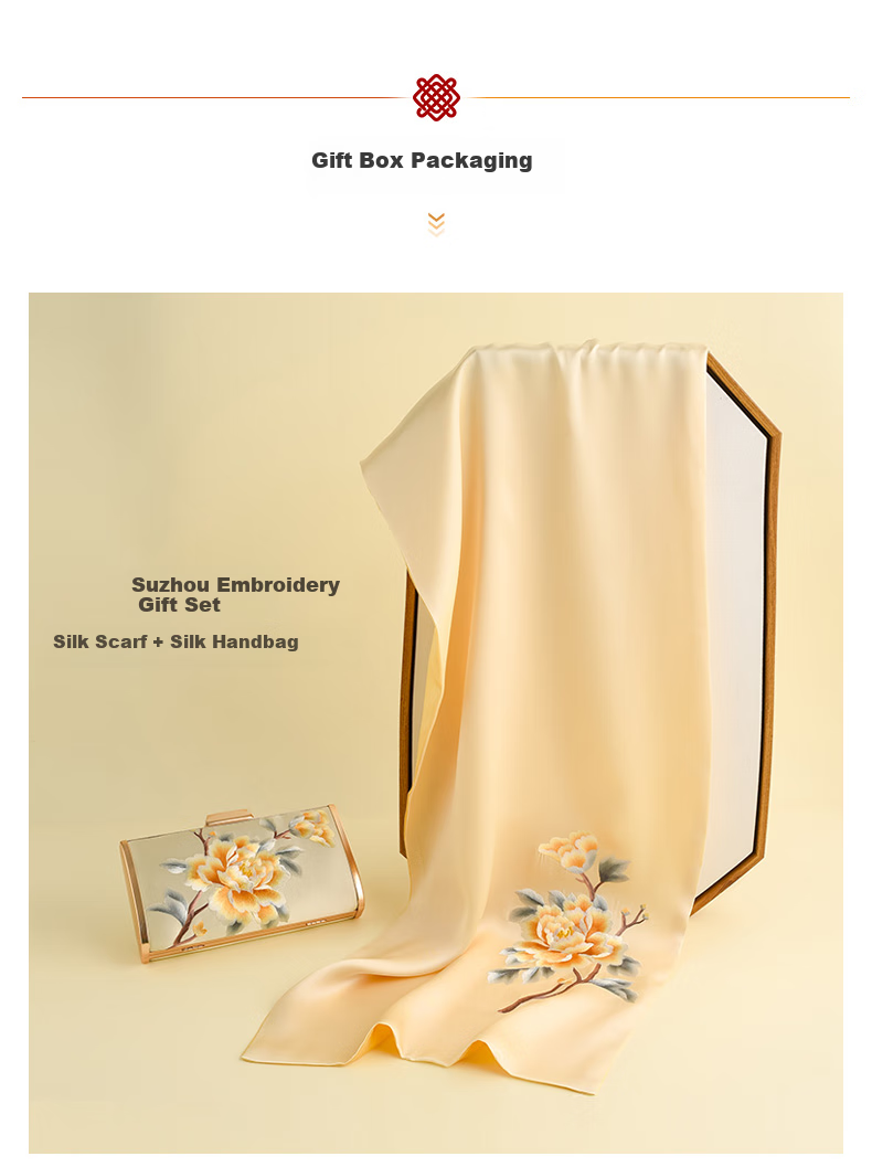 Hangsilu Silk Scarf And Bag Set, Mulberry Silk Women's Shawl, Birthday Gift for Mom Or Teacher on Mid-Autumn Festival 3