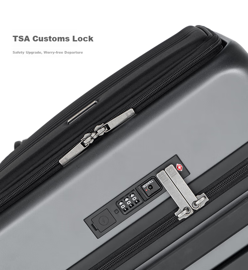 LEVEL8 Suitcase Travel Luggage for Men And Women, Business Carry-On with Front Opening, Wide Handle, Creator Series in Gray 10
