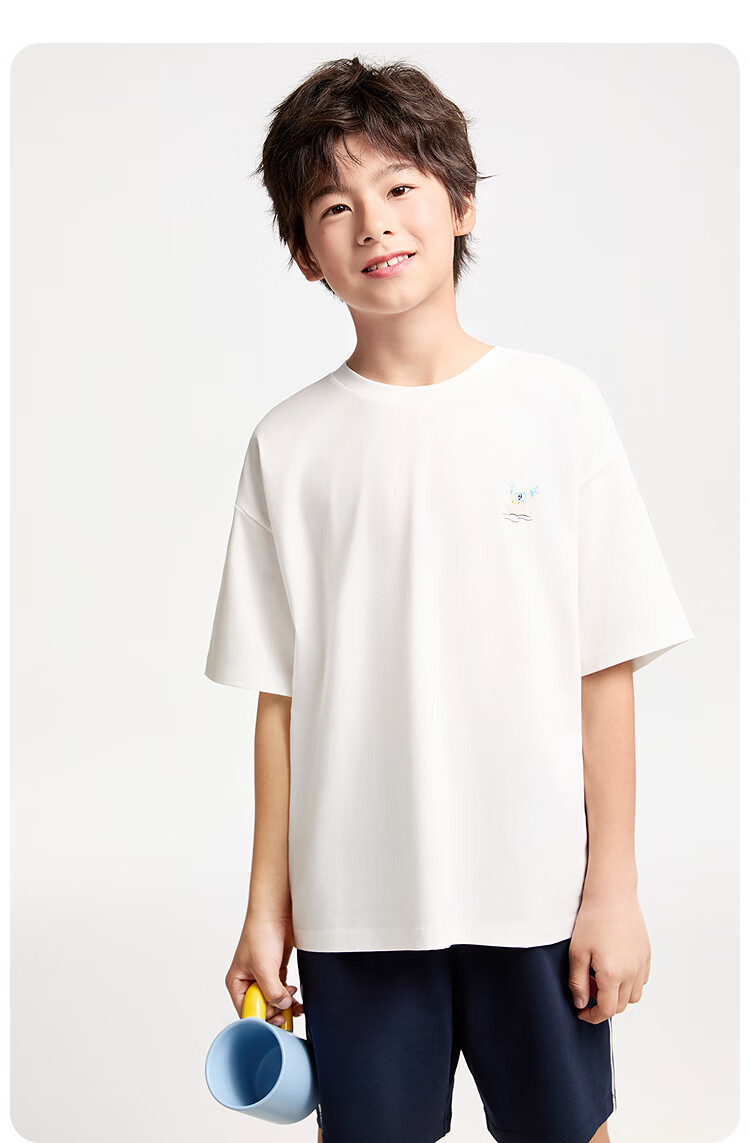Annil Boys' Short-Sleeve Home Wear Set, 2025 Summer New Elastic Breathable Fashionable Loungewear Pajama Pants 5