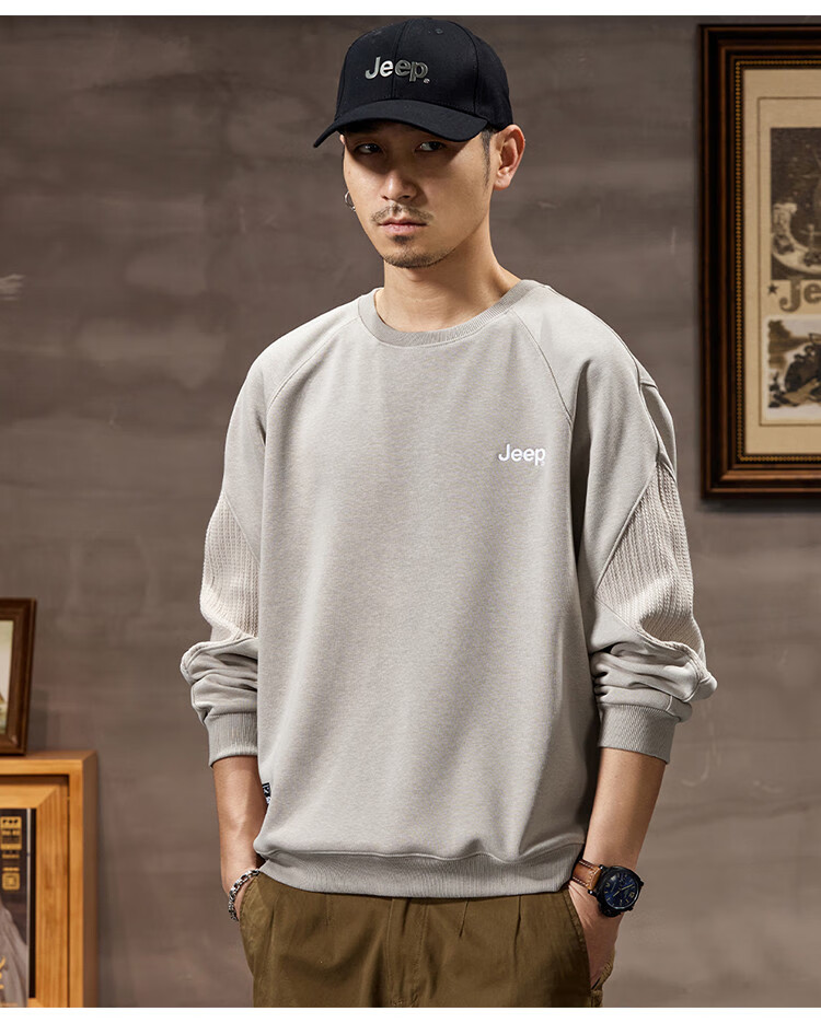 JEEP 2026 Spring And Autumn Loose Comfortable Men's Sweatshirt, Casual Sports Top, Round Neck Long-Sleeve Pullover Sweatshirt for Me 13