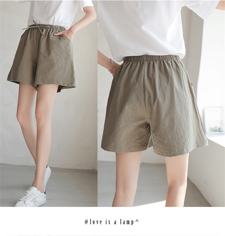 LangSha Cotton And Linen Shorts for Women, Summer A-Line Style, Plus Size, Sports Shorts, Versatile High-Waist Loose Casual Wide-Leg Hot Pants 15