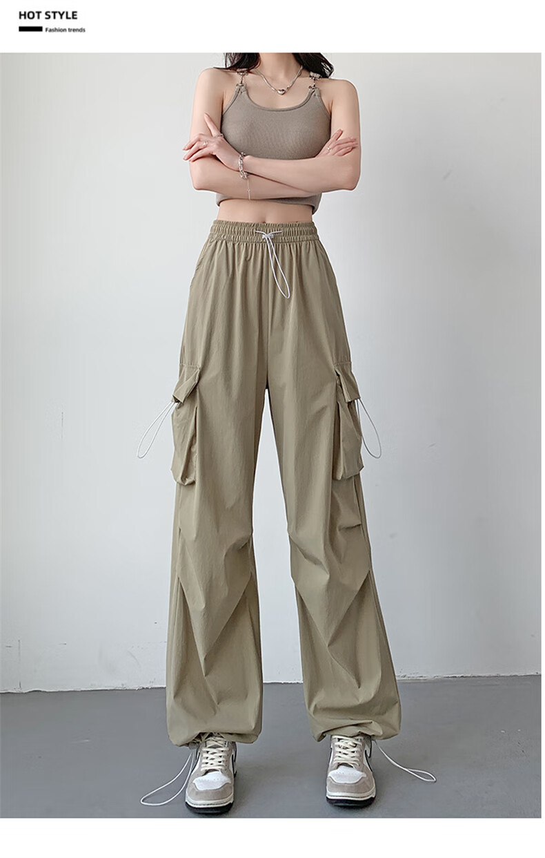 Langsha Women's Work Pants 2026 New American Style High Waist Wide Leg Quick-Dry Lightweight Outdoor Hiking Cargo Pants 23