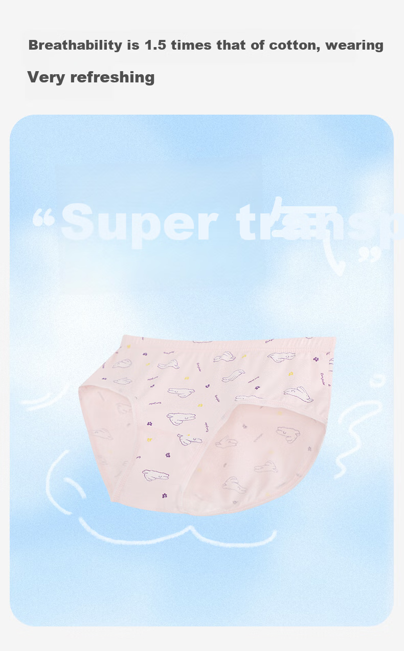 Jiusuiban Girls' Underwear, 50s Modal Antibacterial Thin Triangle Panties for Older Children, Baby A-Class Cartoon Cute Rabbit Shorts 7