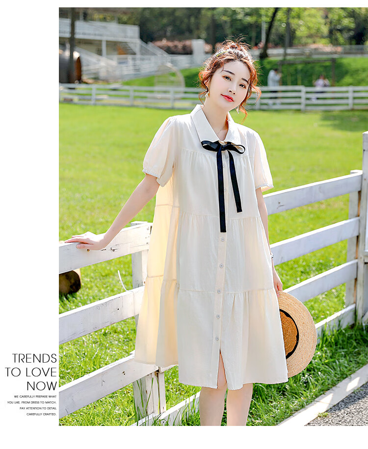JOYNCLEON Maternity Summer Nursing Dress Short Sleeve Loose Long Dress Apricot M Jly156791 17
