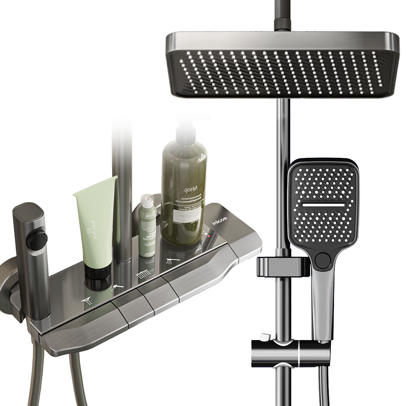 MICOE Shower Head Set M5+, Series, Brass Pressure-Boosting Shower Head, Bathroom Shower System, Piano Key Shower Head Complete Set
