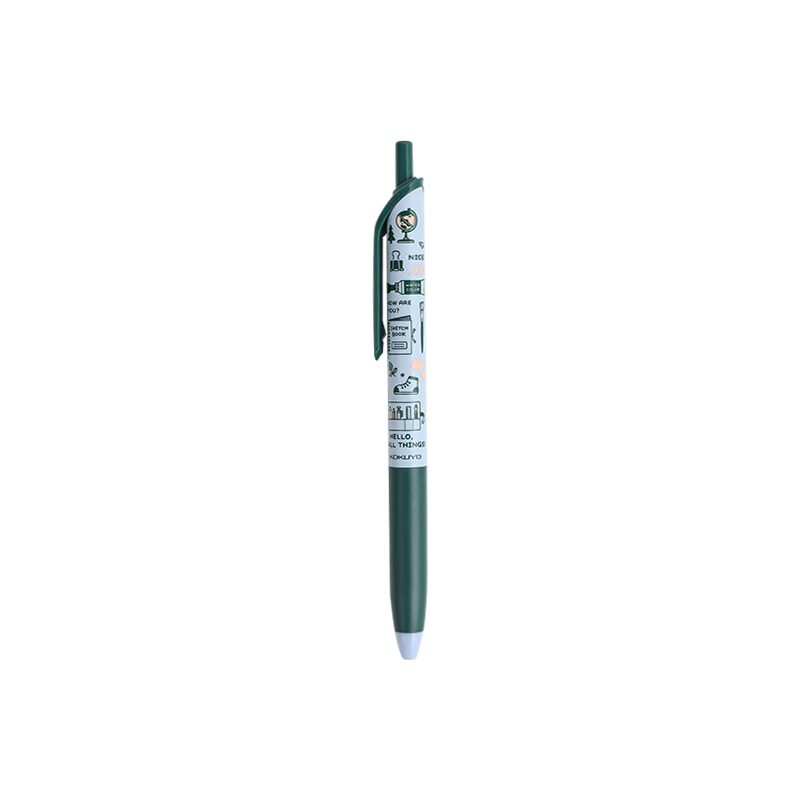KOKUYO Retractable Gel Pen, 0.5mm/1 Piece, Black, Quick-Drying, Exam Writing Pen, Signature Pen, Bullet Tip, Eric Co-Branded Series, Light Blue Barrel, WSG-PR8M3055