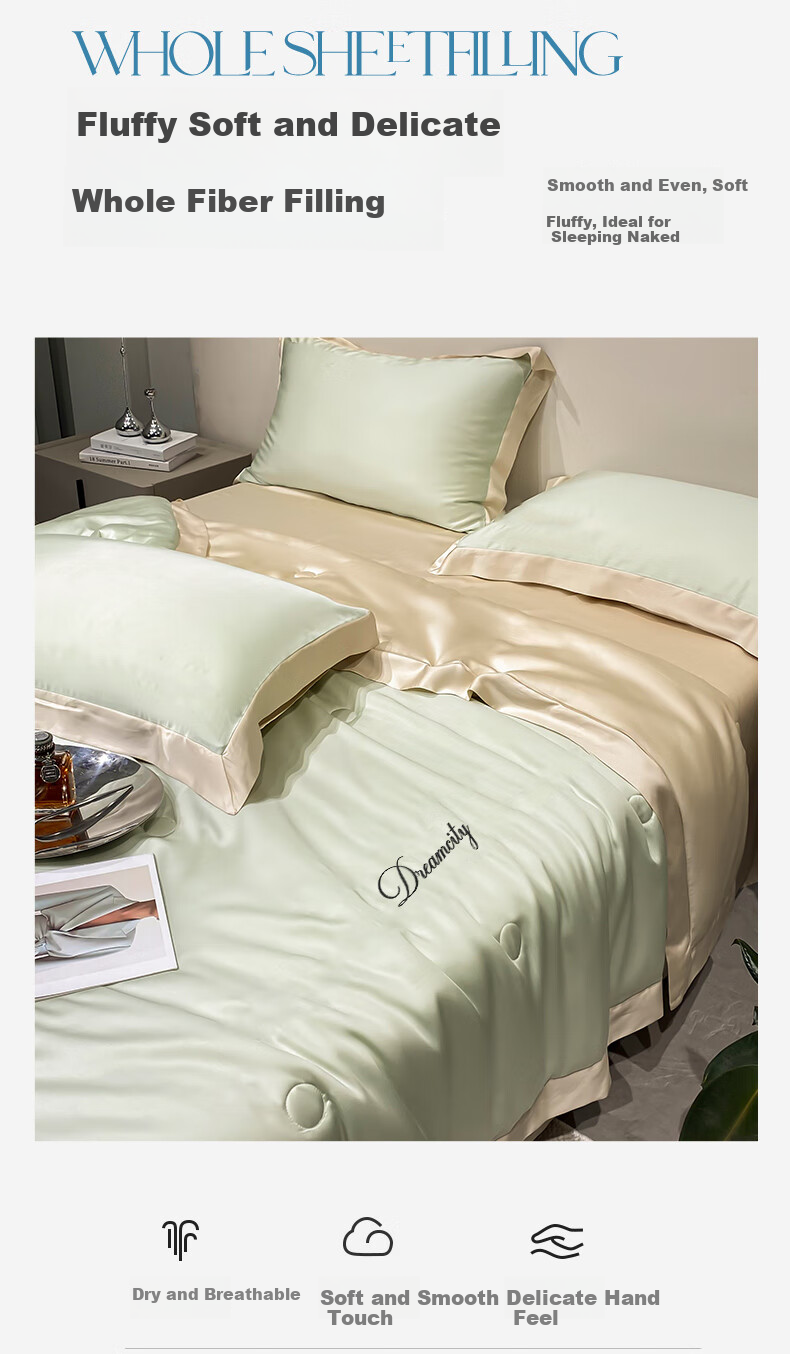 Wuyinliangpin Class A Washable Ice Silk Summer Quilt, Thin Blanket Duvet Double Air Conditioning Quilt, 200*230cm 6