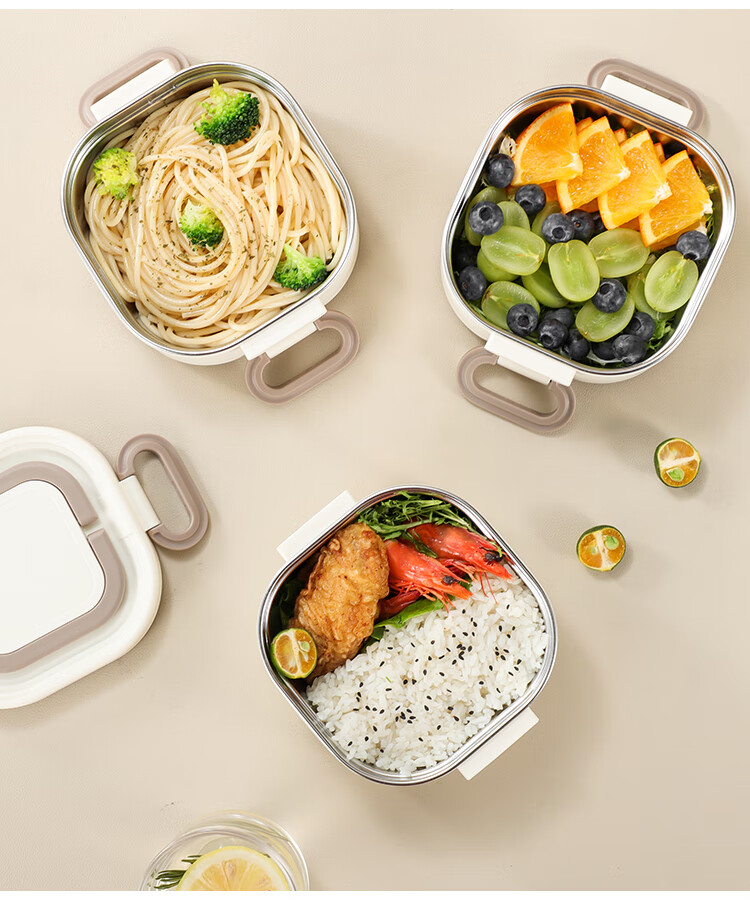 PAKCHOICE Insulated Lunch Box, 316 Stainless Steel, Suitable for Office Workers, Microwave Safe, Multi-Layer Bento Box, Portable Thermos for Students to Take Meals 17