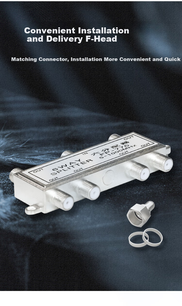 HAILE Video Distributor, 1-To Cable TV Signal Splitter, 5-1000MHz, Metric F Connector, FP-6G with Connector 5