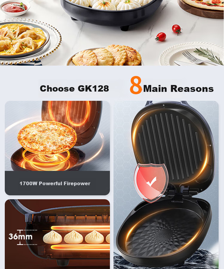 Joyoung Home Use 36mm Deep Electric Griddle Breakfast Maker, Double-Sided Heating Pancake Pan JK30-GK128 2