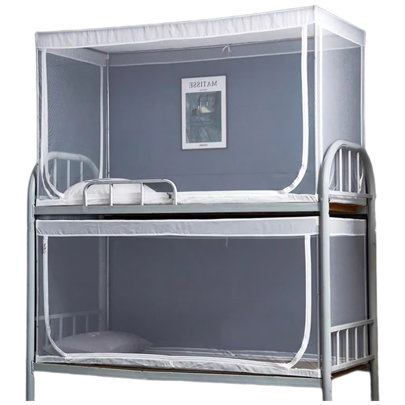 AVIVI Student Mosquito Net Dormitory Fence Mosquito Net Single Door Opening 0.9 Meter Time Space White [Baked Paint Frame Lower Bunk]
