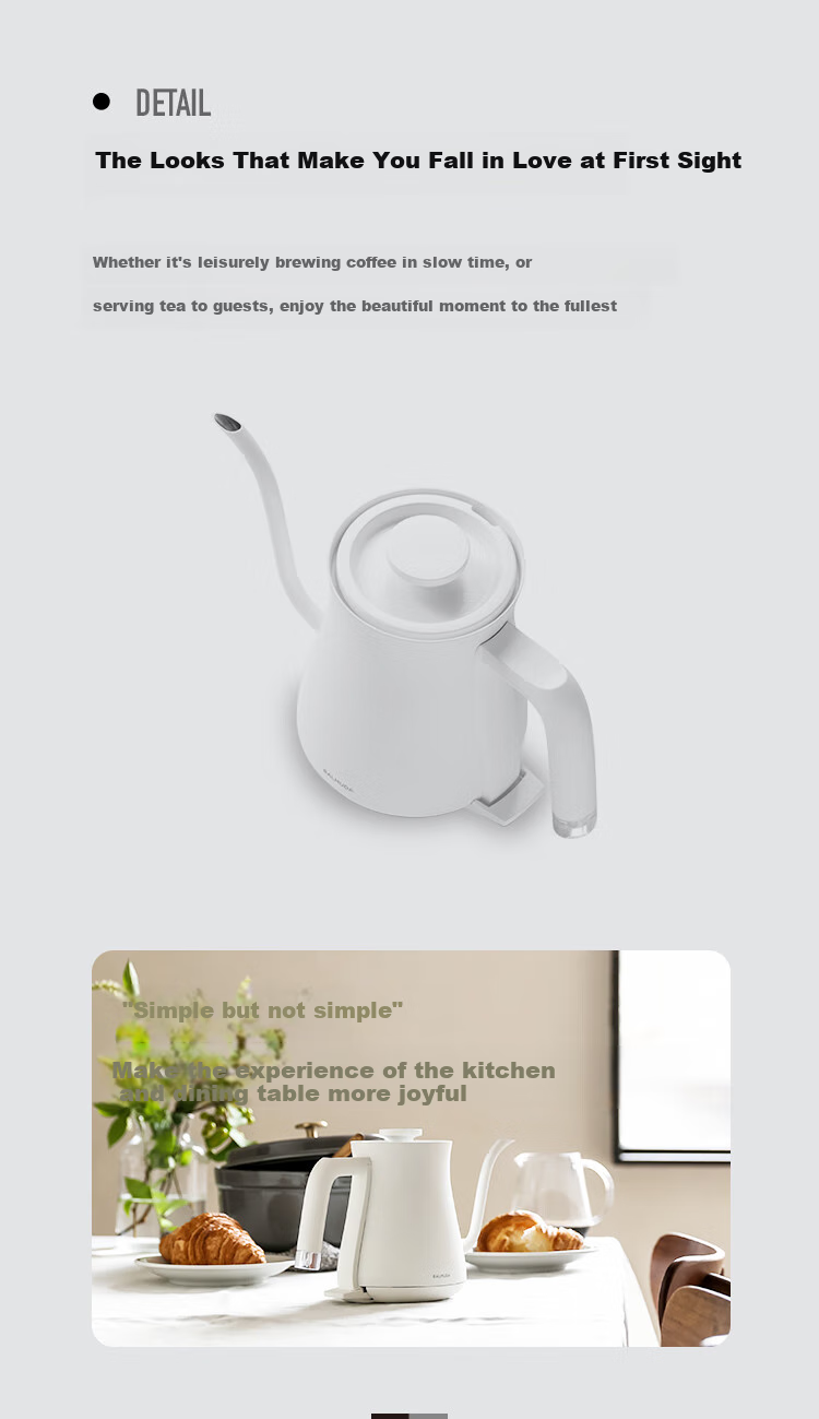 BALMUDA Electric Kettle, High-End Pour-Over Coffee Maker, 3-Minute Rapid Boiling, Stainless Steel Tea Infuser, Professional Barista Kettle, Recommended Gift, White 4