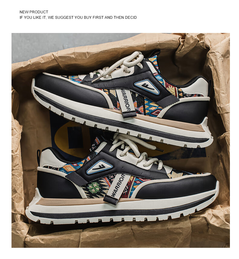 Warrior Men's Sneakers 2025 Summer New Sports Casual Shoes Versatile Thick Sole Height Increasing Shoes for Men Beige Color 39 17