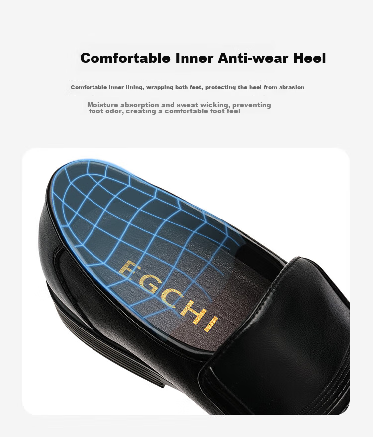 EGCHI Men's Slip-On Leather Shoes, Wear-Resistant Soft Sole, Driving Fashion Business Casual Shoes X222802 Black 38 9