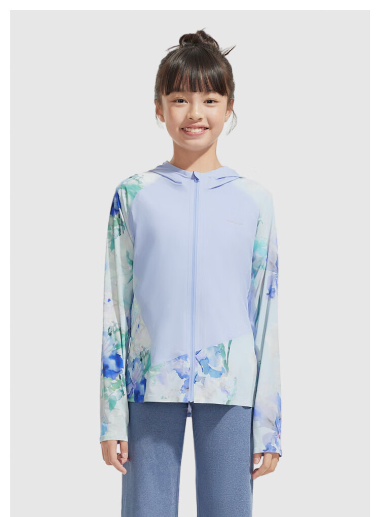 Moodytiger Children's Ice Silk Shirt, Summer Boys' Sun Protection Clothing, Cool Breathable Thin Style, Girls' Sun Protection Shirt, Color-Block Mosquito-Proof Skin Coat 7