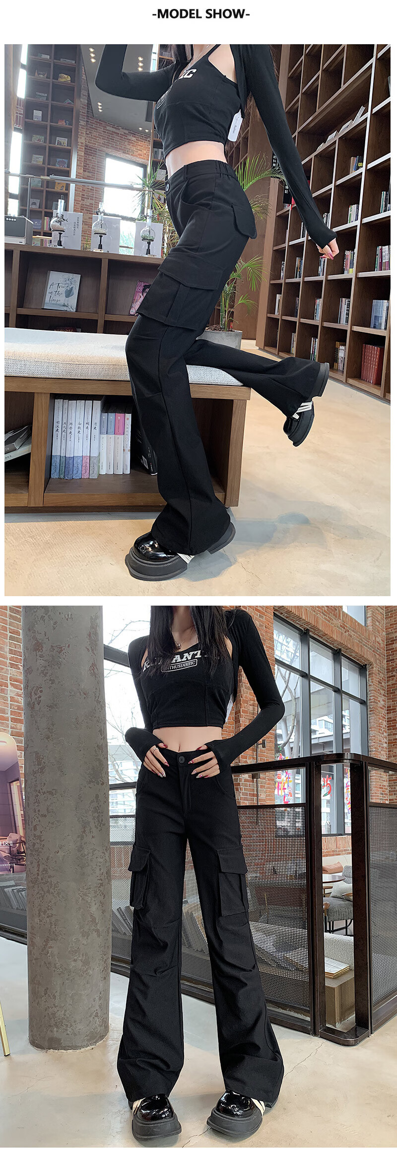 LangSha Micro-Flare Cargo Pants for Women, Spring And Autumn 2026 New Style, High-Waisted Slimming American-Style Sweatpants, Parachute Casual Flared Pants 8