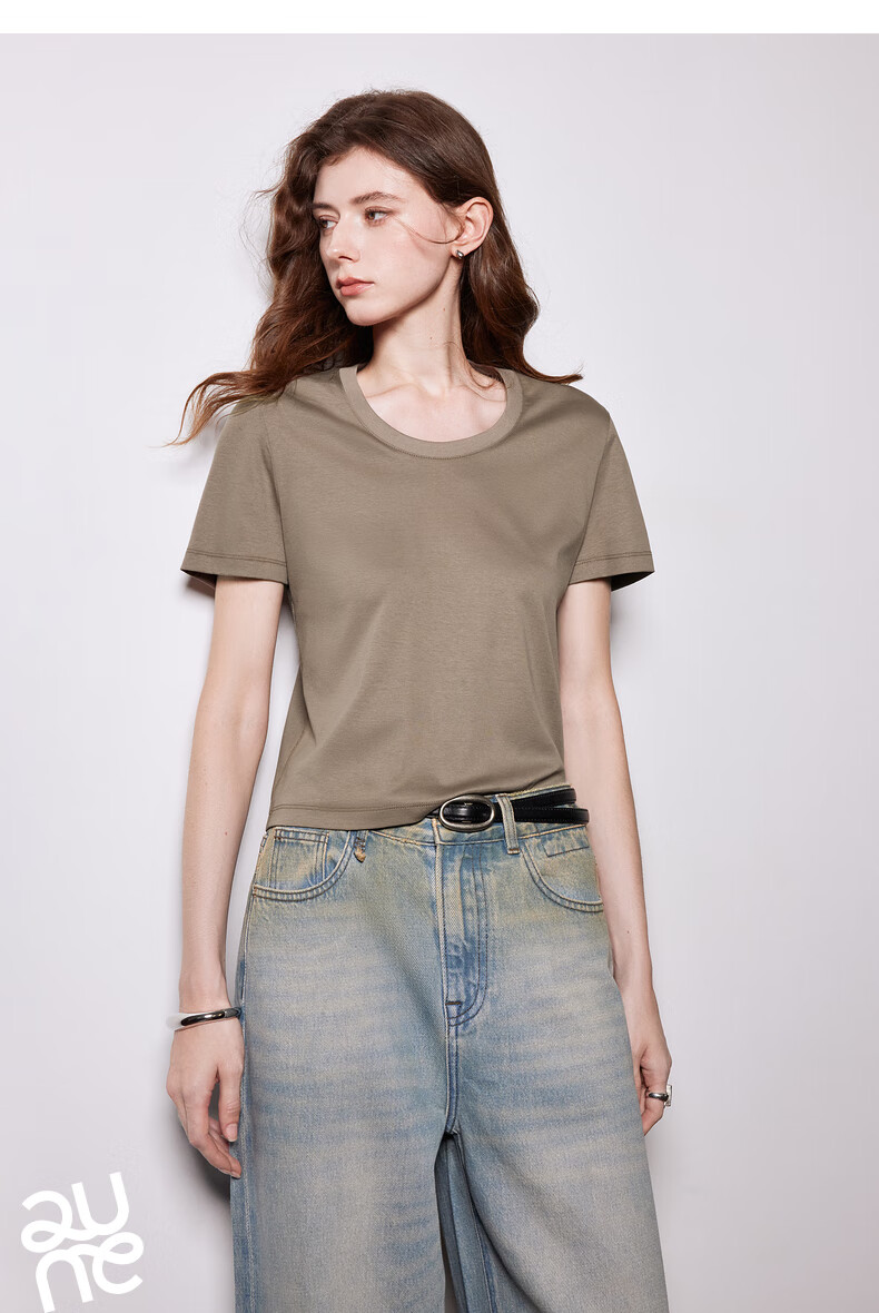 Chuyu Mulberry Silk T-Shirt for Women, 2025 New Style, Mandarin Collar Short Sleeve Simple Versatile Top, Ice Lake Blue, M 10