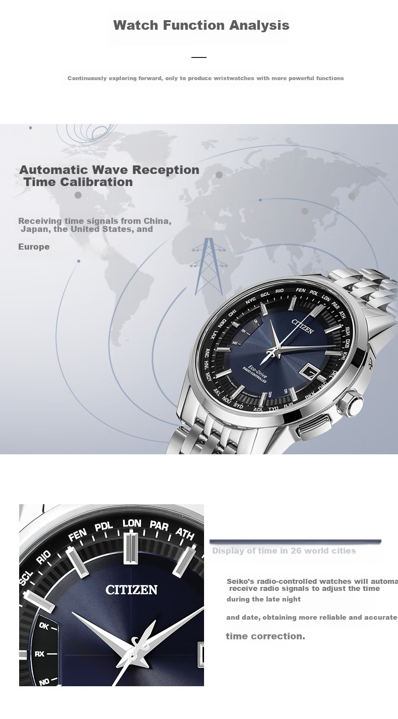 CITIZEN Men's Watch Japanese-Korean Solar Radio Black Dial Super Titanium Business CB5045-60E Father's Day Gift 3