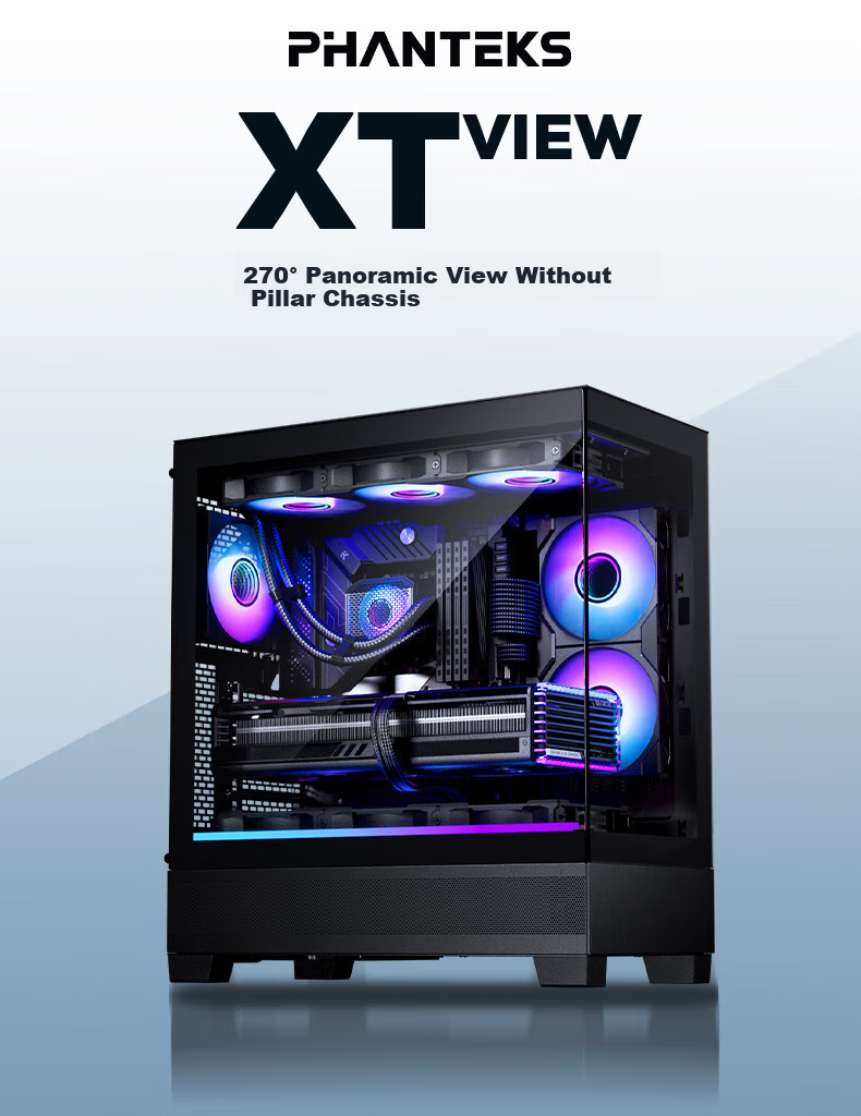 PHANTEKS XT523 View Black Sea View Tempered Glass Full View TX Motherboard Case for Desktop Computer (Side ARGB Light Strip/360mm Water Cooling Support/Type-C) 1