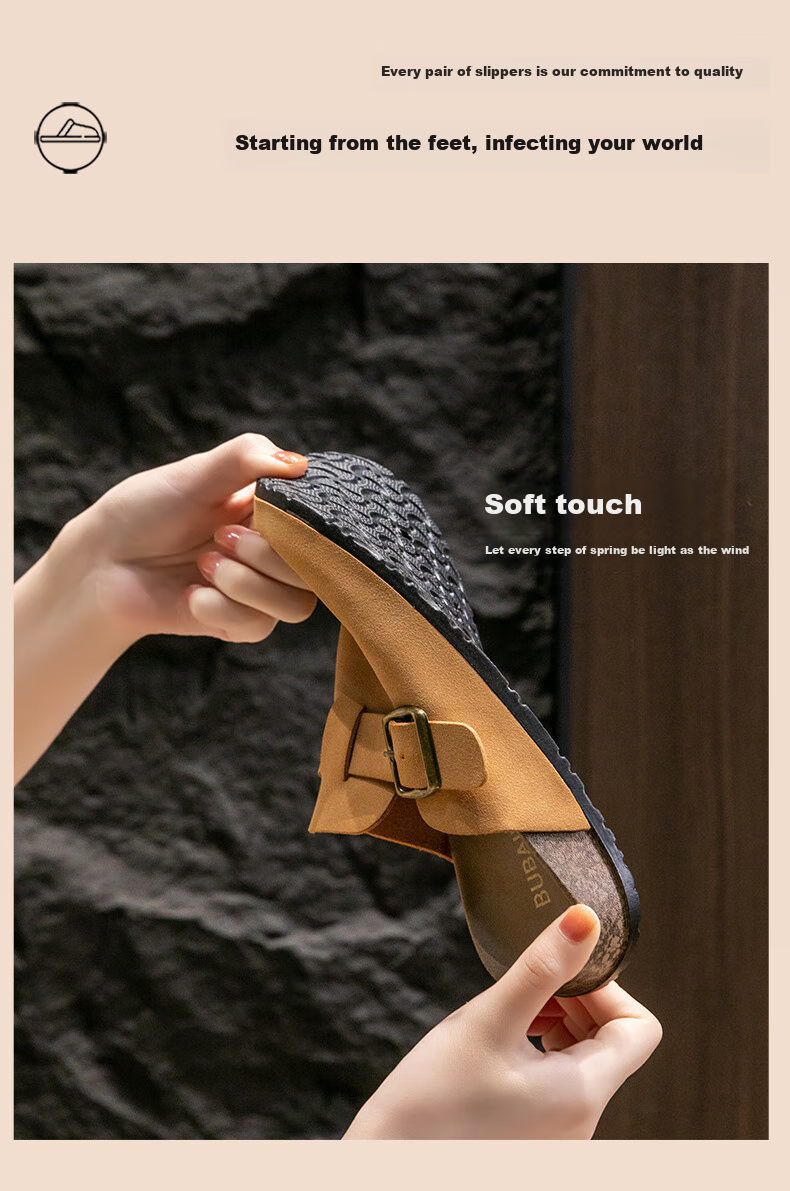 Taxiang Baotou Birkenstock-Style Women's Faux Leather Slip-On Mules, Versatile Outdoor Wear, TQ671, Apricot Color, Size 36/37 15