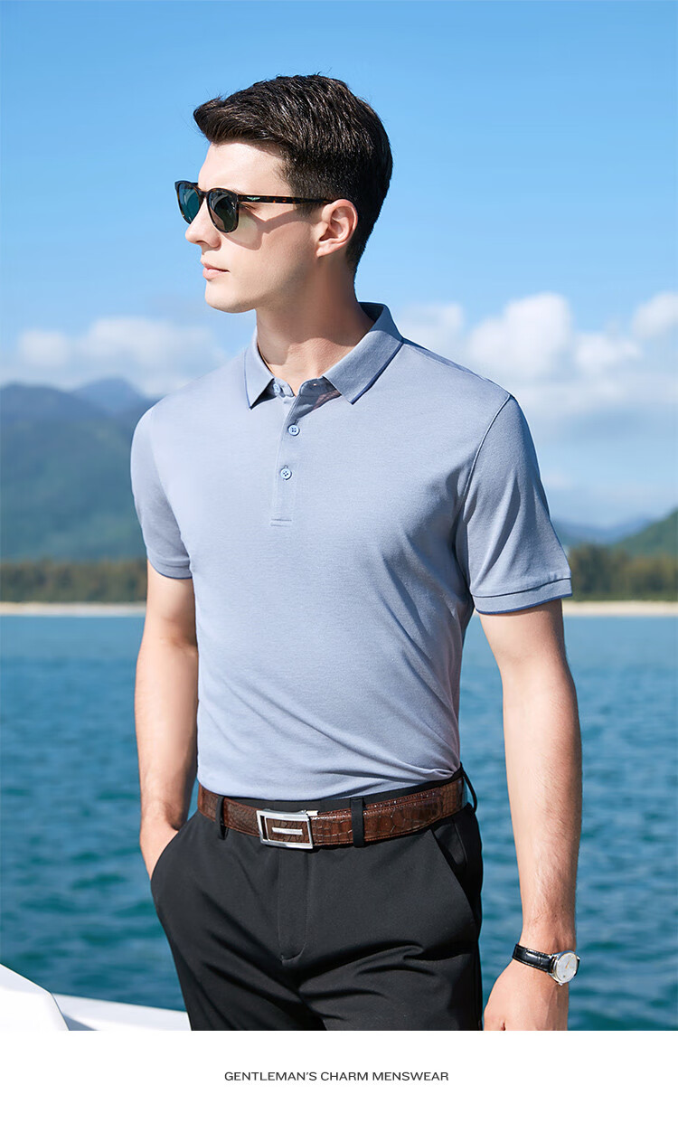 Antonio 55% Mulberry Silk Cooling Breathable High-End Short Sleeve Polo Shirt Men Summer Knitted Business Casual T-Shirt Top 27