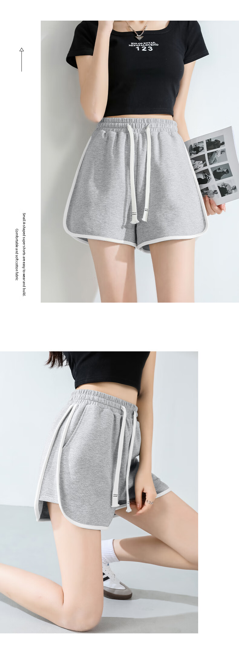 Warrior Color-Block Casual Shorts for Women, Summer 2026 Fashion, Skin-Friendly Comfortable Versatile Loose Athletic Style Drawstring Three-Quarter Pants 10