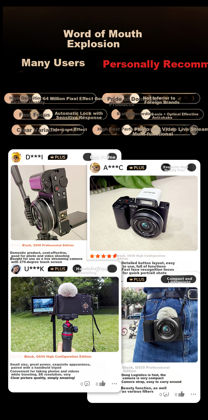 ORDRO 5K Optical Zoom Digital Camera with Intelligent Beauty CCD, Mirrorless Camera for Live Streaming, Vlog, Entry-Level Precise Focus, Student Video Recording, DSLR Camera, Compact And Portable 5