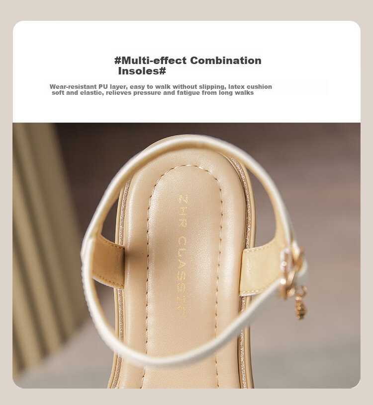 ZHR Women's Shoes, Summer Wedge Versatile Sandals, Fashionable Rhinestone Platform Slimming Beach Shoes for Women, AY161, Apricot Color, Size 35 8