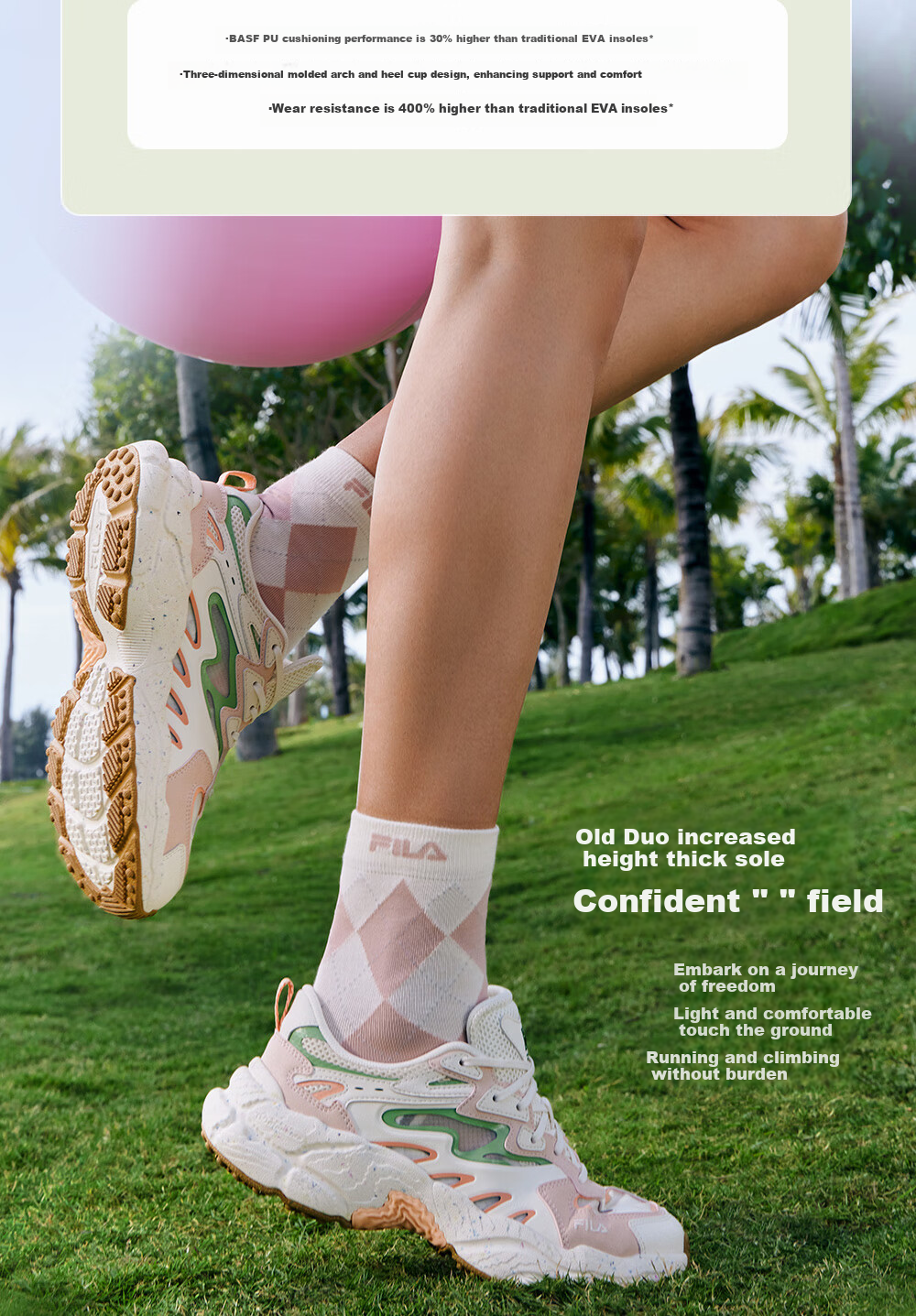 FILA Fern Pattern Sneakers [Yang Mi Style] Women's Dad Shoes Sports Casual Shoes 7