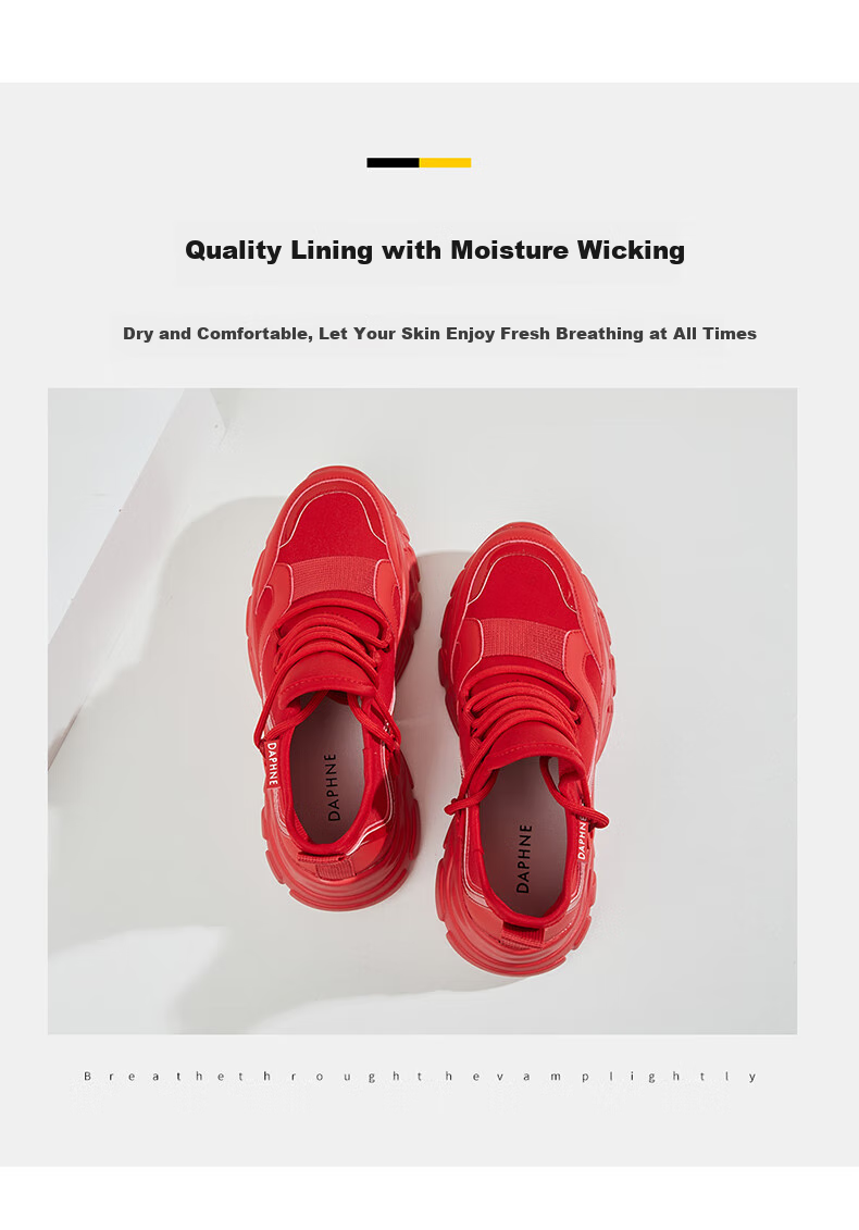 Daphne Women's Sports Casual Shoes Thick Sole Versatile Dad Sneakers Comfortable Low-top Red Size 39 Model 4623101050 8
