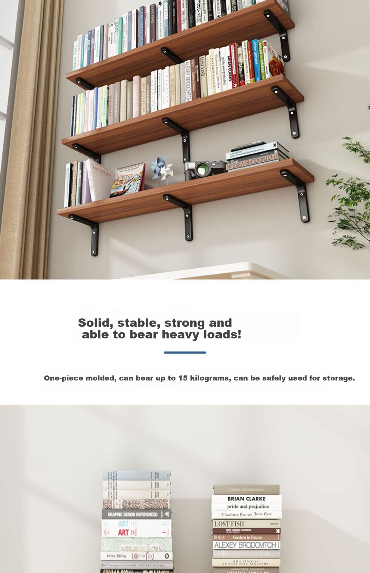 Anerya Wall Shelf, Wall-Mounted Storage Rack, Dormitory Wooden Wall-Mounted Bookshelf, Partition Shelf, Storage Rack, 7 3