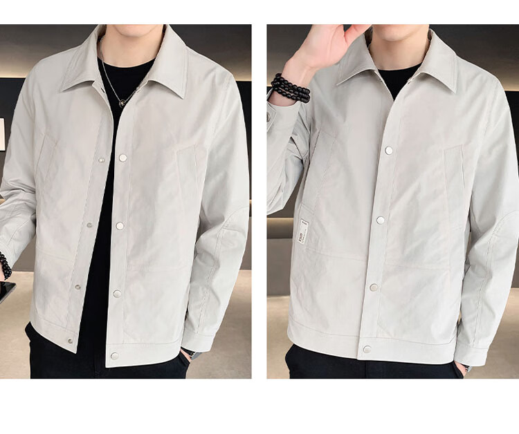 ROMON Men's Spring Casual Jacket Trendy Loose Fit Black XL 23