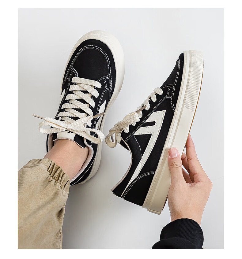Huili Men's Canvas Shoes, New Spring And Summer Thick-Soled Sneakers for Men, Casual Sports Shoes, Beige/blue, Size 43 7