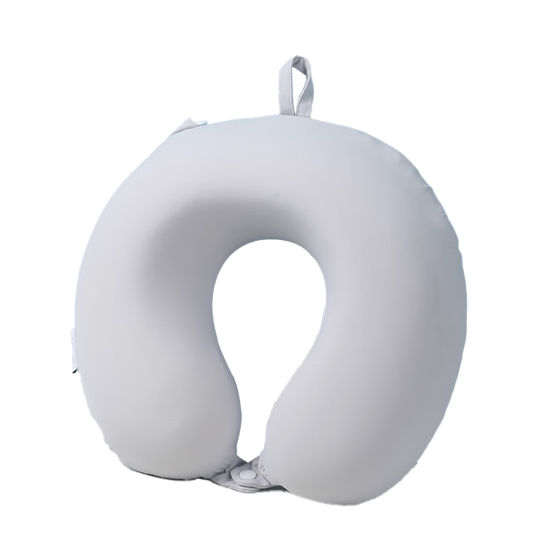 Jingxun Cooling U-Shaped Memory Foam Travel Pillow, Portable, Collapsible, Office Nap Neck Support Pillow, Light Gray