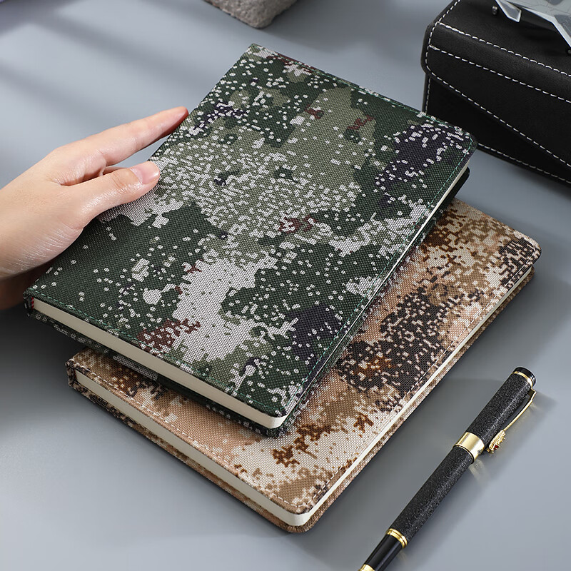 Jiaranheng A5 Jungle Camouflage Notebook, Oxford Cloth Thickened Journal, 96 Sheets 192 Pages, Outdoor Training Record Book, Soldier Education Study Meeting Record Book, Customizable
