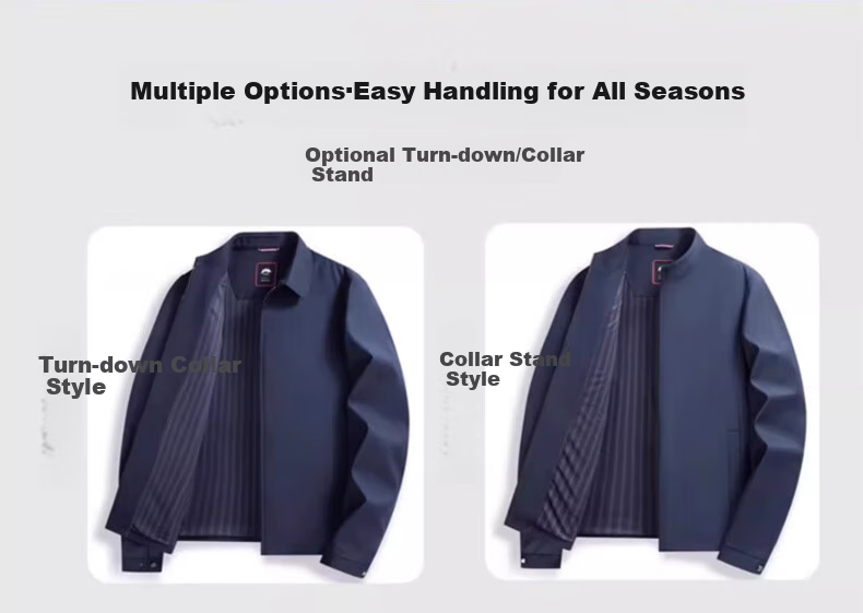 ROMON Lapel Jacket for Men, Spring Season Middle-Aged And Elderly Cadre Outfit, Business Casual Dad Wear JK001 Khaki 2XL 2