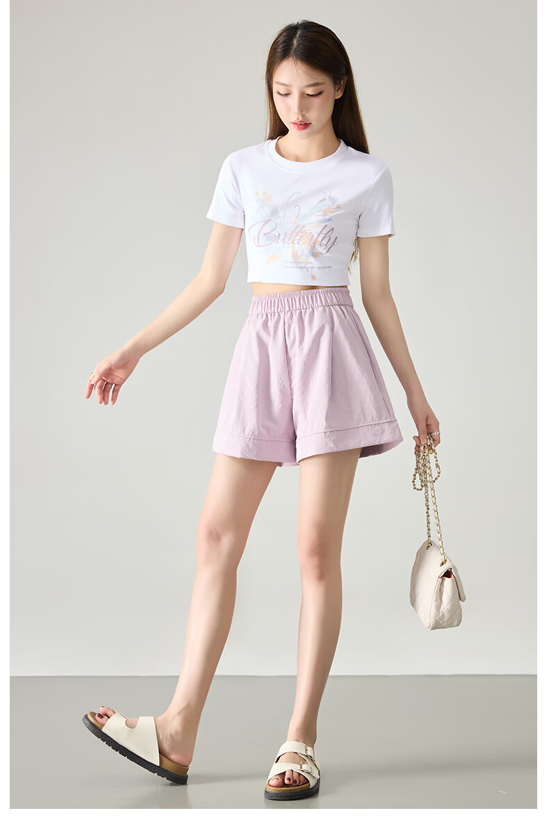 BOPRUIEY Women's Summer 2025 New Loose-Fit Casual Sports Quick-Drying Breathable Thin White Shorts 9