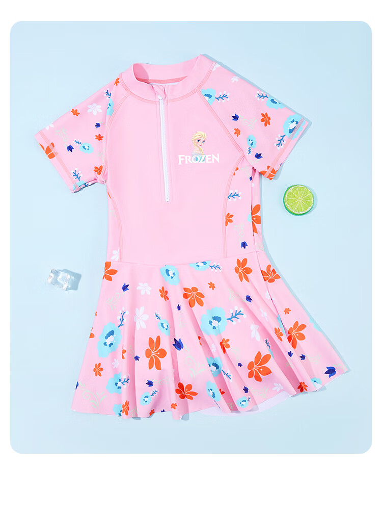 Disney Girls' One-Piece Swimsuit with Pleated Skirt Summer New SF240149 Pink Size 130 7