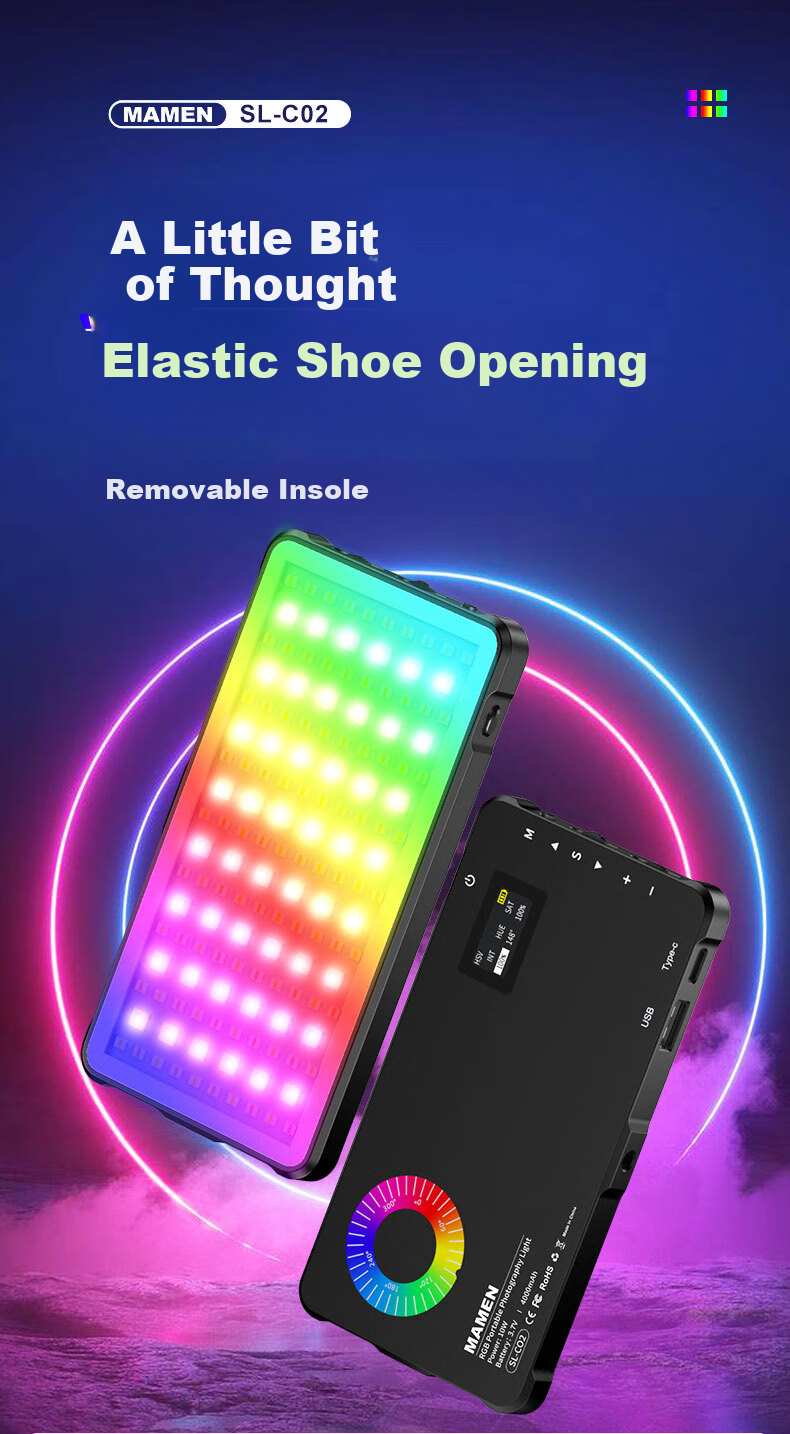 MAMEN Fill Light SL-C02, Full-Color RGB Dual-Temperature Portable Handheld Light, Camera Phone Live Streaming Photography Micro-Drama Short Video Pocket Atmosphere Soft Light 1