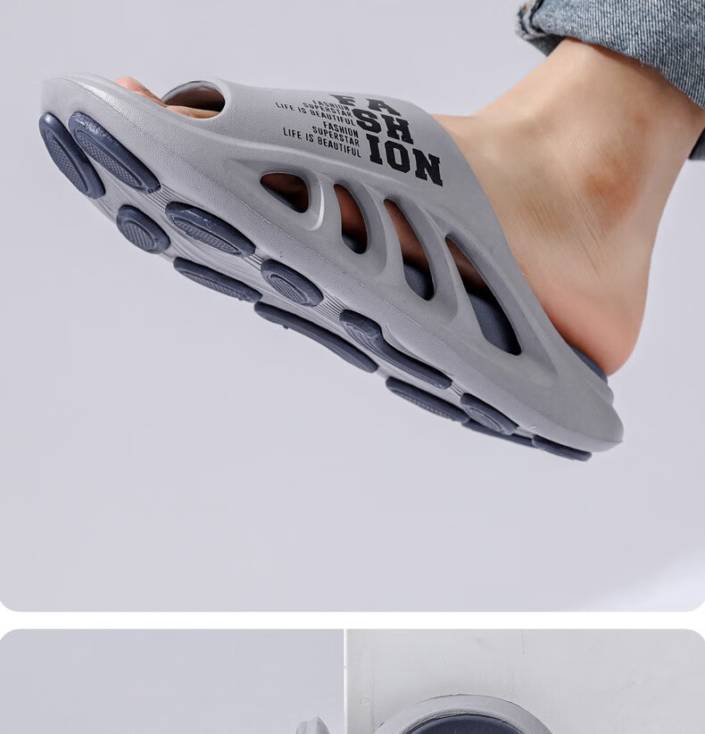 Huamei Jianbu Men's Sports Outdoor Slippers Soft Sole Non-Slip Lightweight Home Casual Sandals HM60231 Khaki Size 40-41 30