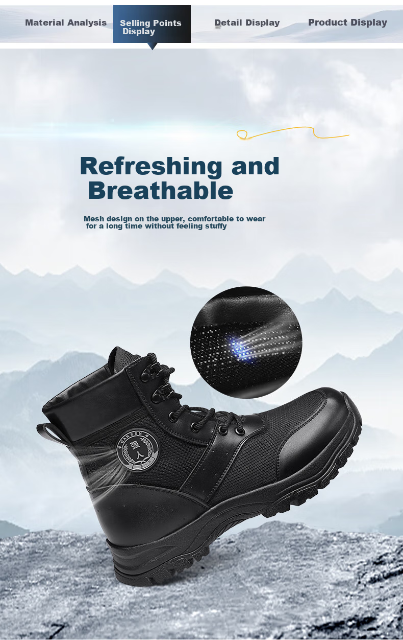 Qiangren Outdoor Men's Boots, Duty Boots, Comfortable Breathable Mesh Hiking Training Short Boots, JDX19116L, Black, Size 42 5