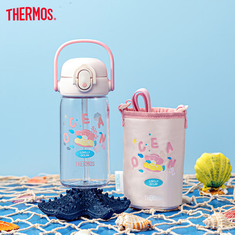 Детская поильник-непроливайка THERMOS Tritan, с трубочкой, 400 мл, розовый