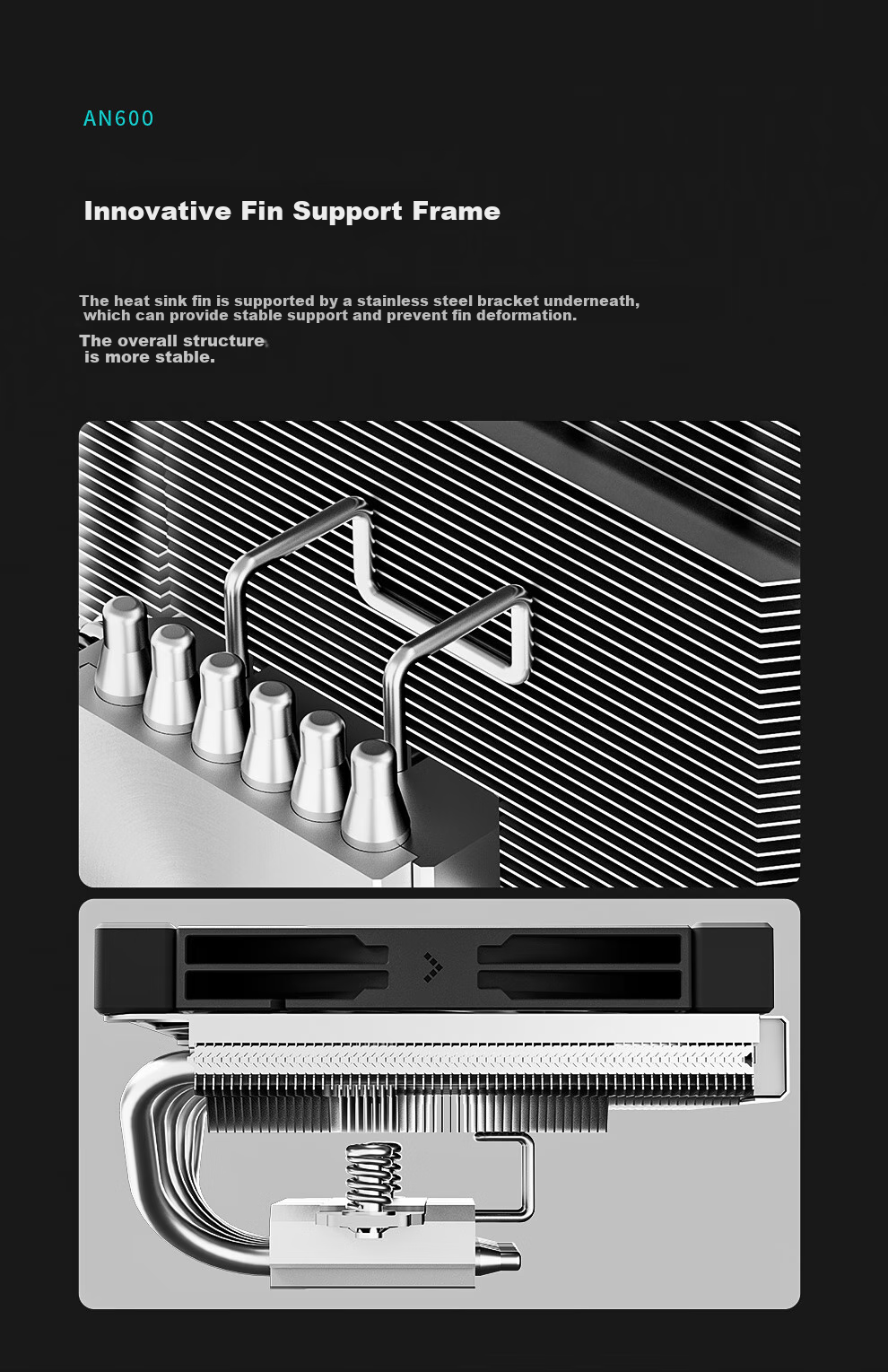 DEEPCOOL AN600 Bottom-Mounted CPU Air Cooler (6 Heat Pipes, Nickel-Plated Heat Pipes, 12cm FDB Fan, Three-Phase Six-Pole Motor, Multi-Platform Installation) 7