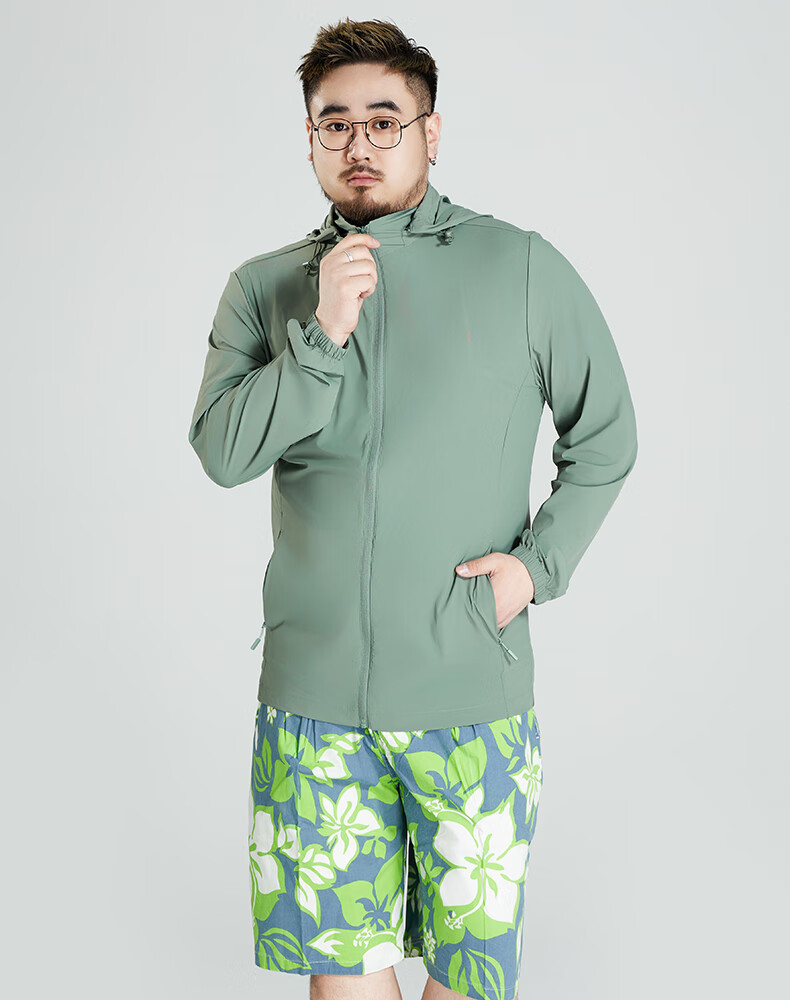Ayoupang Large Size Summer Hooded Sun Protection Jacket, Loose Elastic Breathable Coat, Outdoor Fishing UV-Resistant Top for Me 5