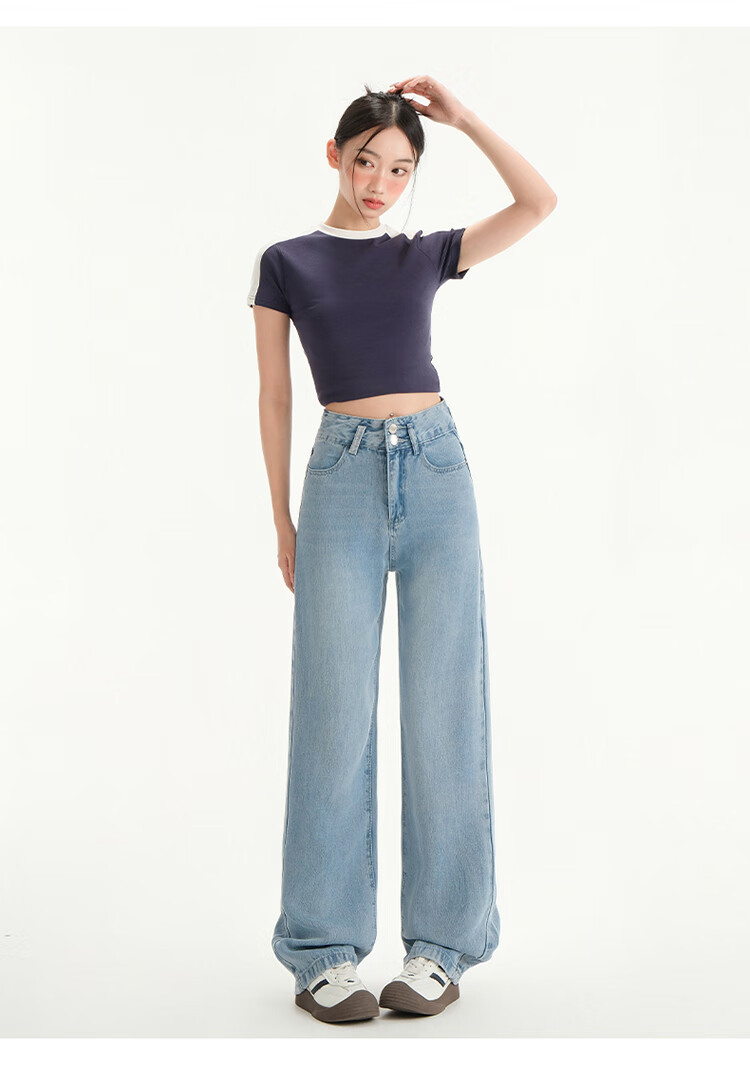 Langsha Tencel Denim Wide-Leg Pants for Women High Waist Slimming Lightweight Spring Summer New Loose Ice Silk Straight-Leg Trousers 16
