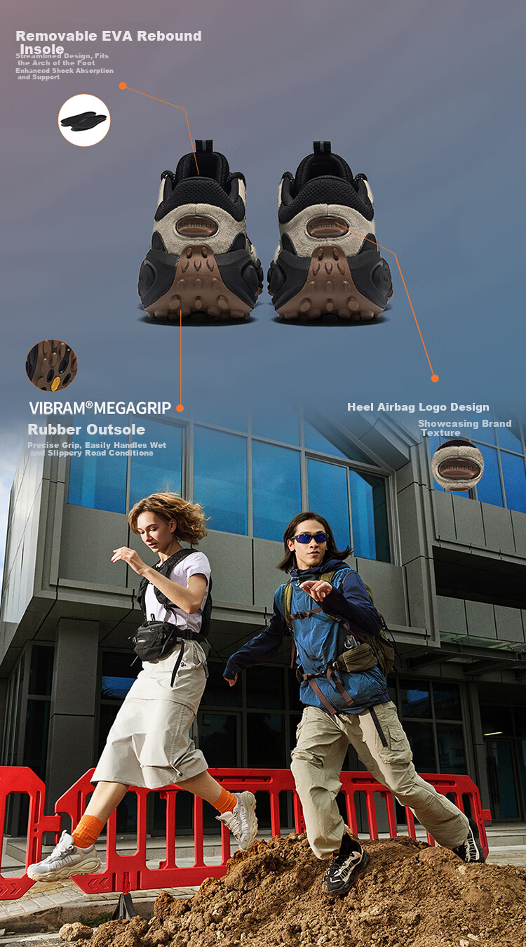 Merrell Venom Trail NEXT GEN Outdoor Non-Slip Shock-Absorbing Couple's Hiking Boots, Black Khaki MT6325-01 5