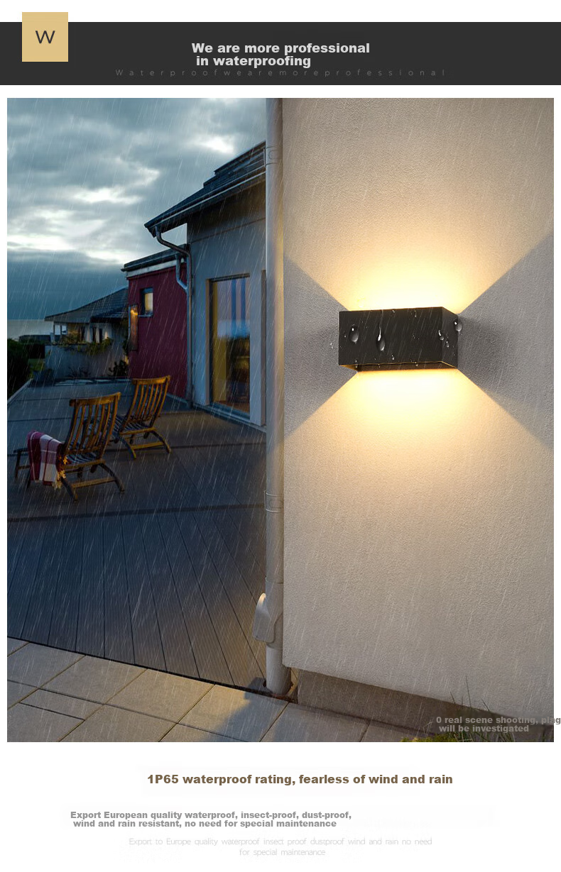ZIDENG Outdoor Wall Light Waterproof Modern Minimalist Living Room Super Bright LED Dimmable Dual-Head for Outdoor Stairs Hallway Balcony 3