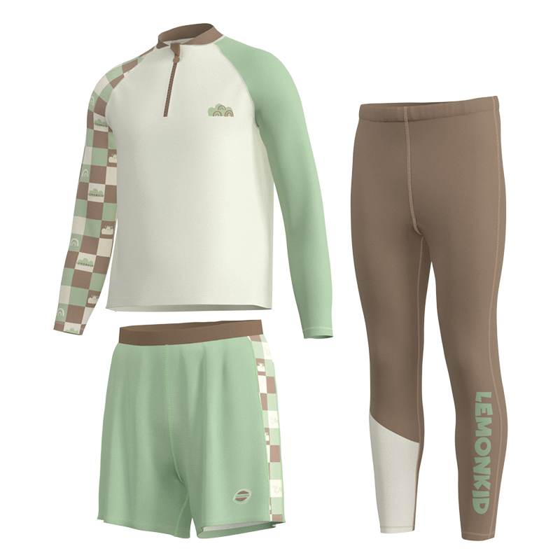 Lemonkid Children's Swimwear, Boys And Girls Swimsuit, Long-Sleeve And Long-Pants Two-Piece Set, Sun Protection Baby Swimwear, Cocoa Milkshake Brown, Size 120