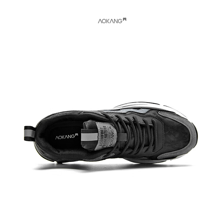 Aokang Men's Shoes, Dad Shoes, Fashionable Versatile Running Thick-Soled Height-Increasing Sneakers, Black, Size 39 16