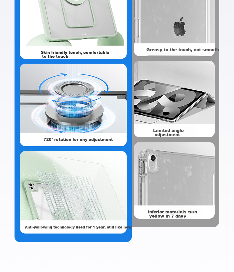 COOLSTART IPad 12/11/10 Generation Support Case, 2025 A16 Protective Cover, Shockproof Full Coverage with Rotating Stand, 10.9/11 Inch, Mint Gree 5